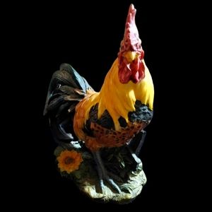 Vintage Orange Rooster Statue Animal Decoration Figurine
